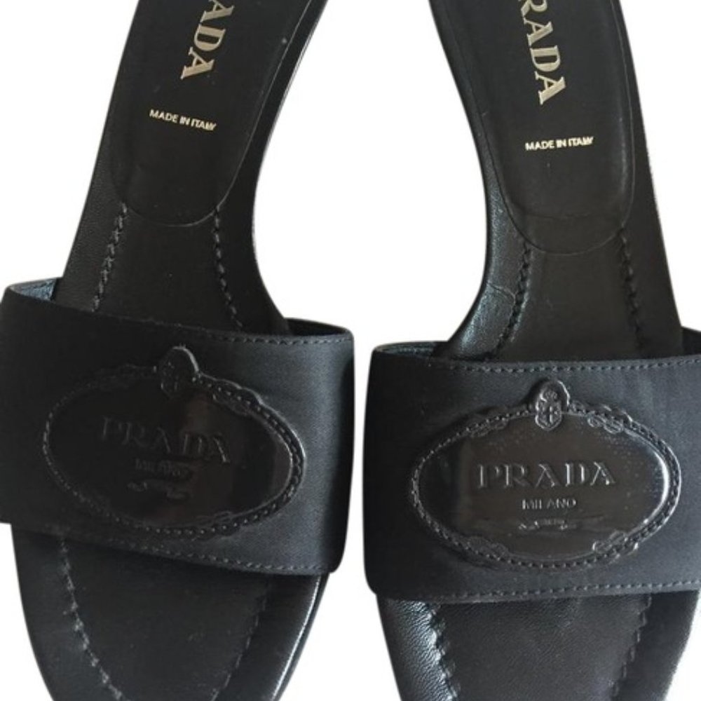 Prada Kitten Heel Slides Sandals